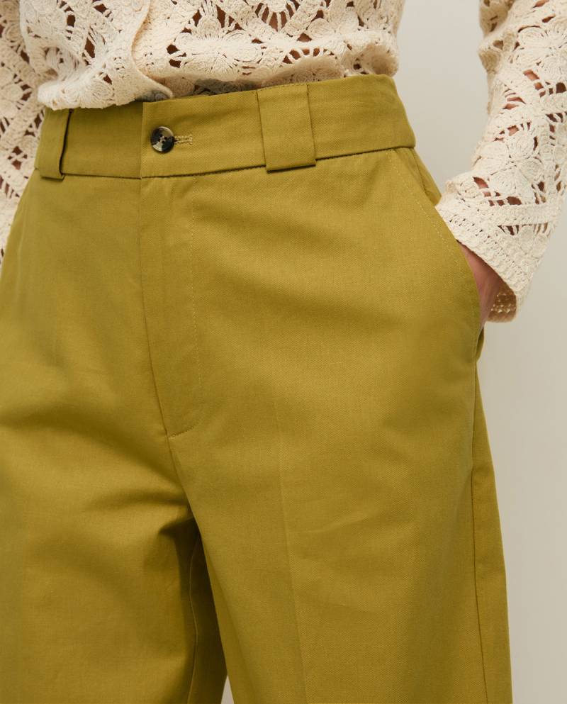 yerse pleated tailored trousers olive sketchshop