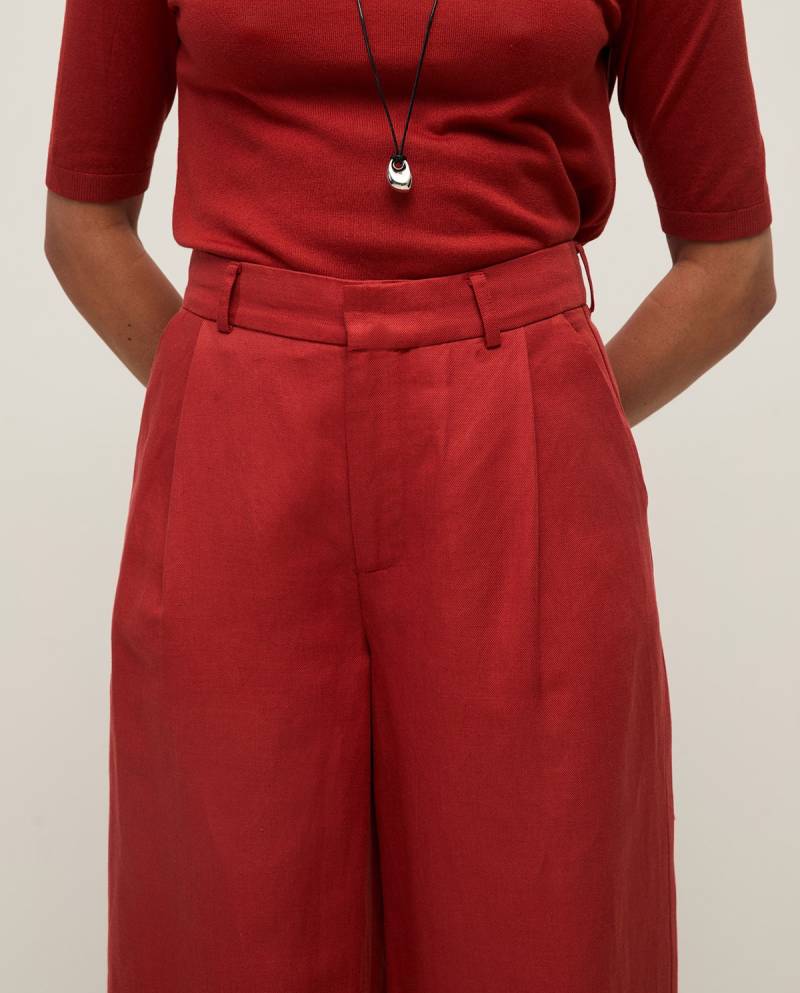 yerse wide leg linen blend tailored trousers terracotta sketchshop