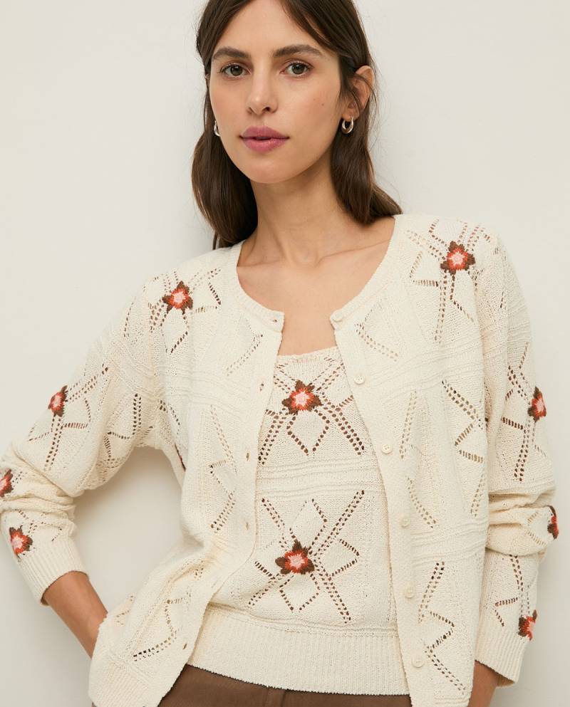 yerse knit top embroidered flowers ecru sketchshop