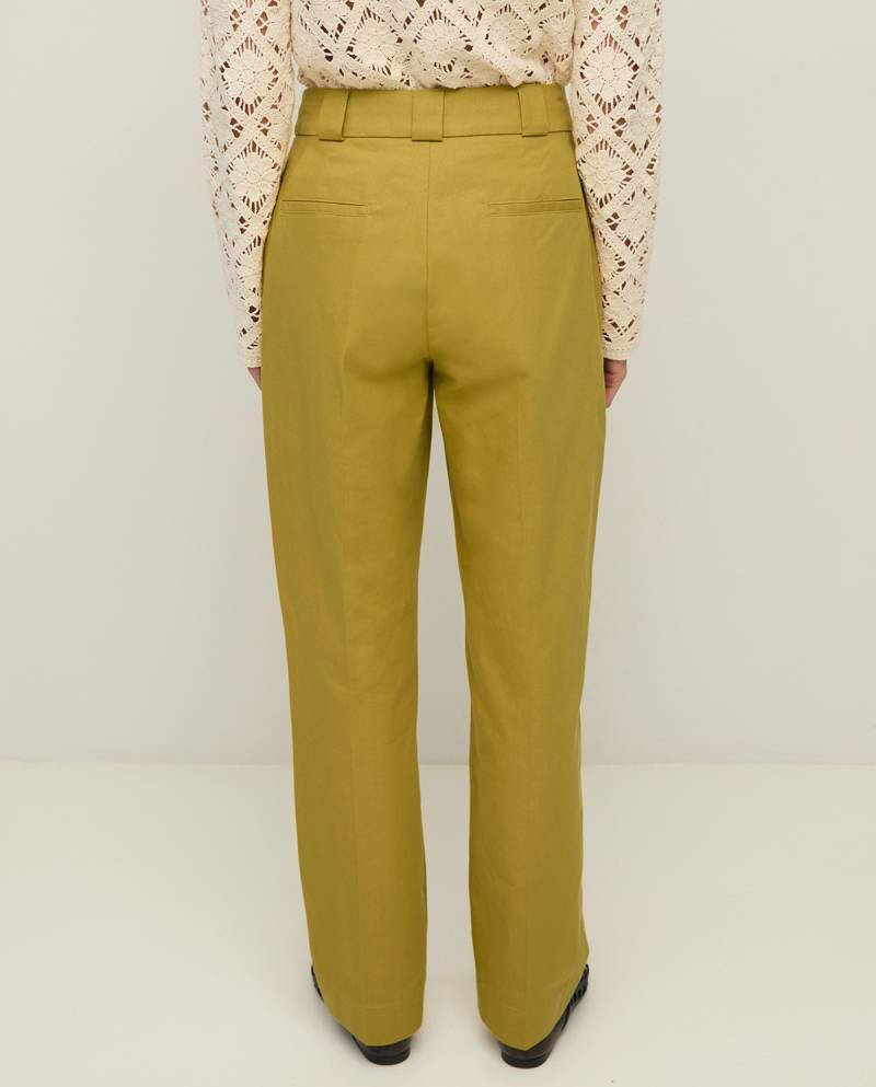 yerse pleated tailored trousers olive sketchshop
