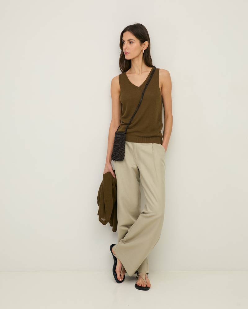 yerse vneck linen top khaki sketchshop