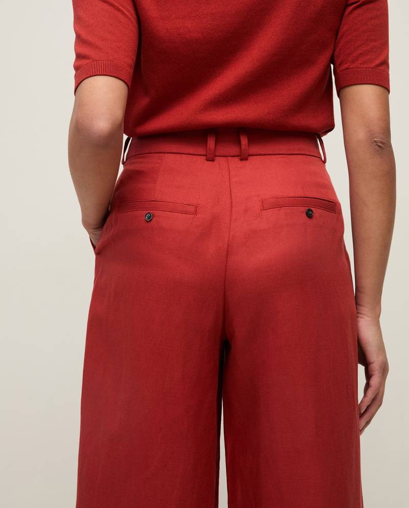 yerse wide leg linen blend tailored trousers terracotta sketchshop