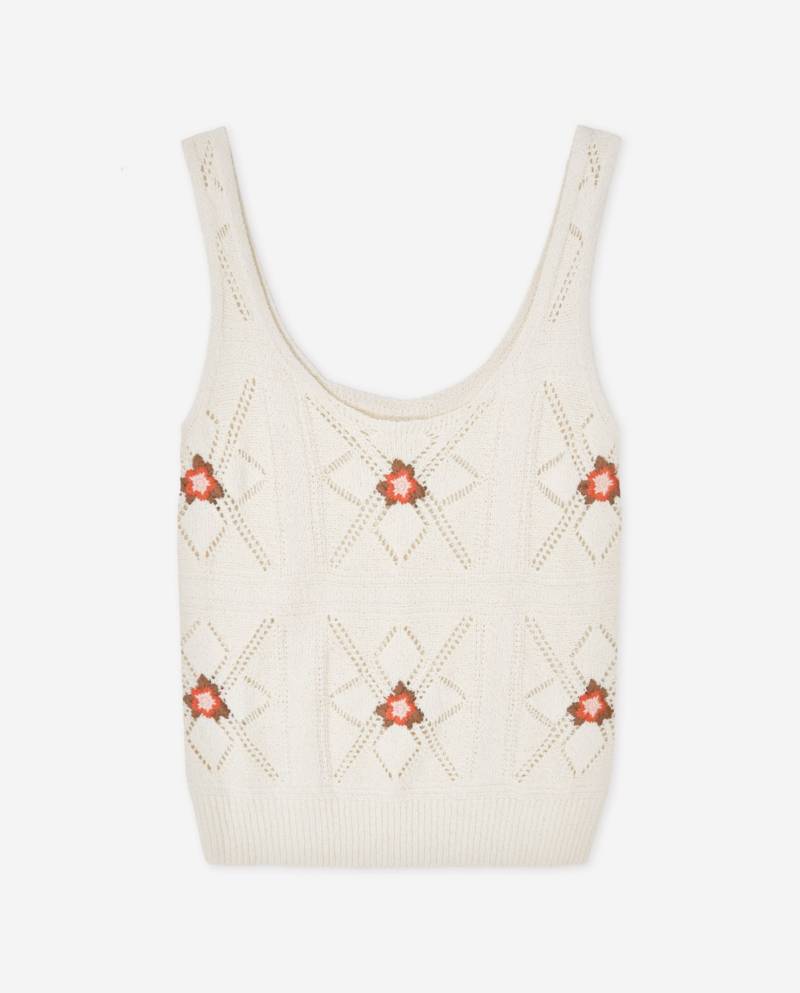 yerse knit top embroidered flowers ecru sketchshop