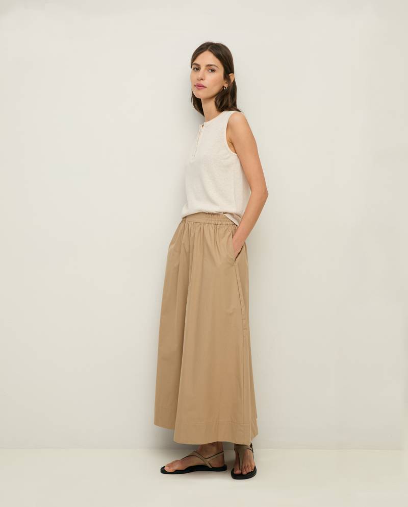 yerse long cotton poplin skirt camel sketchshop