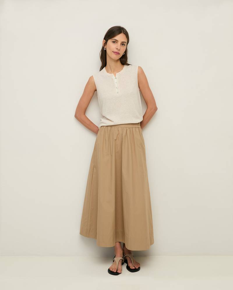 yerse long cotton poplin skirt camel sketchshop