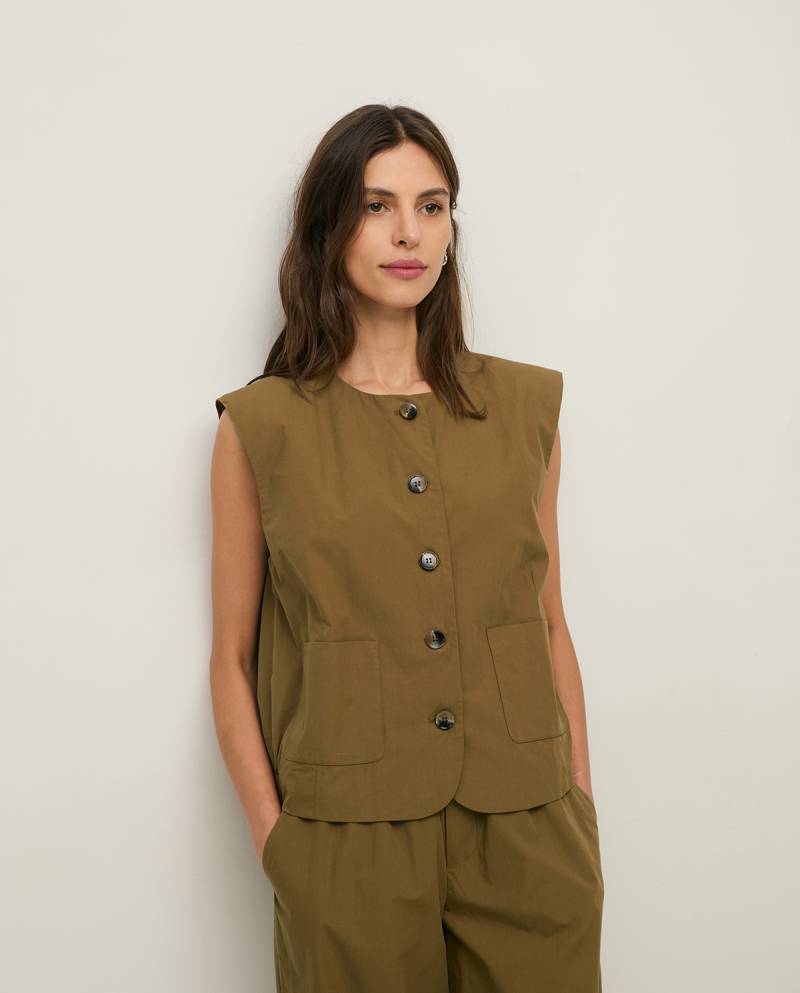yerse poplin vest pockets khaki sketchshop
