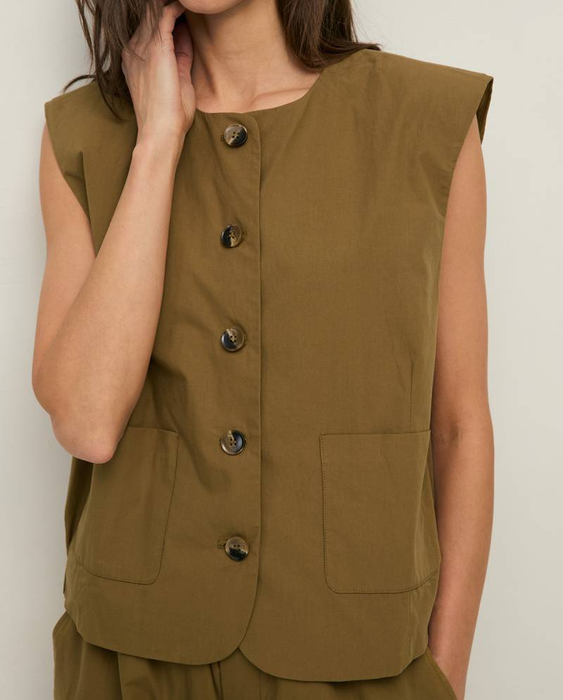 yerse poplin vest pockets khaki sketchshop