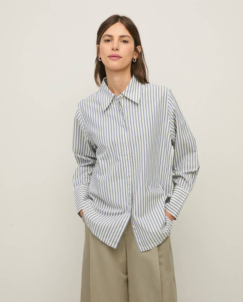 yerse oversize organic cotton shirt blue stripes sketchshop