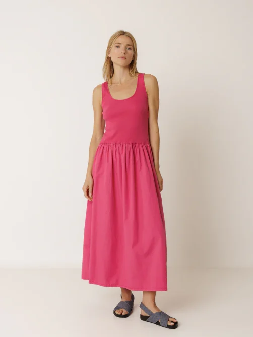 indi and cold combination poplin dress strawberry sketchshop