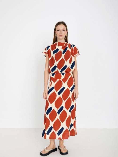 skatie printed midi skirt sketchshop