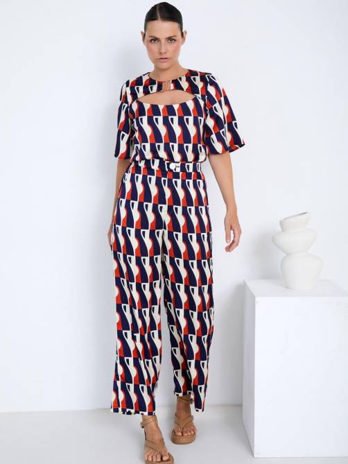 skatie printed satin trousers sketchshop