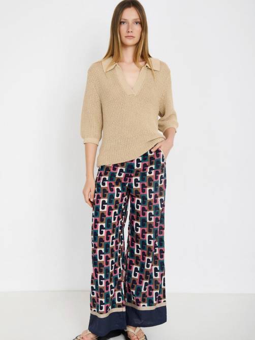 skatie retro print trousers geranium sketchshop