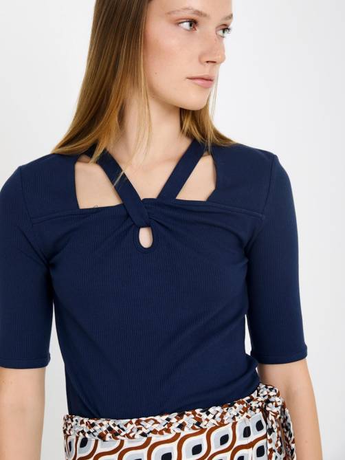 skatie ribbed neckline tshirt blue sketchshop