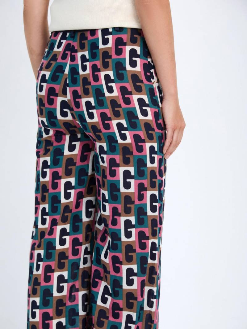 skatie retro print trousers geranium sketchshop