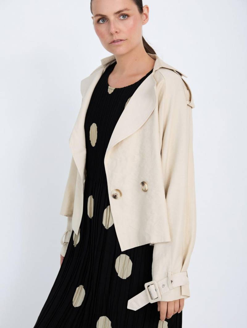 skatie double breasted short trench coat beige sketchshop