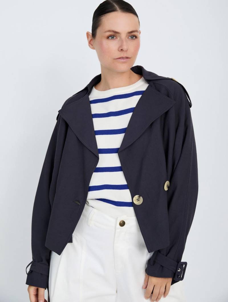 skatie double breasted short trench coat blue sketchshop