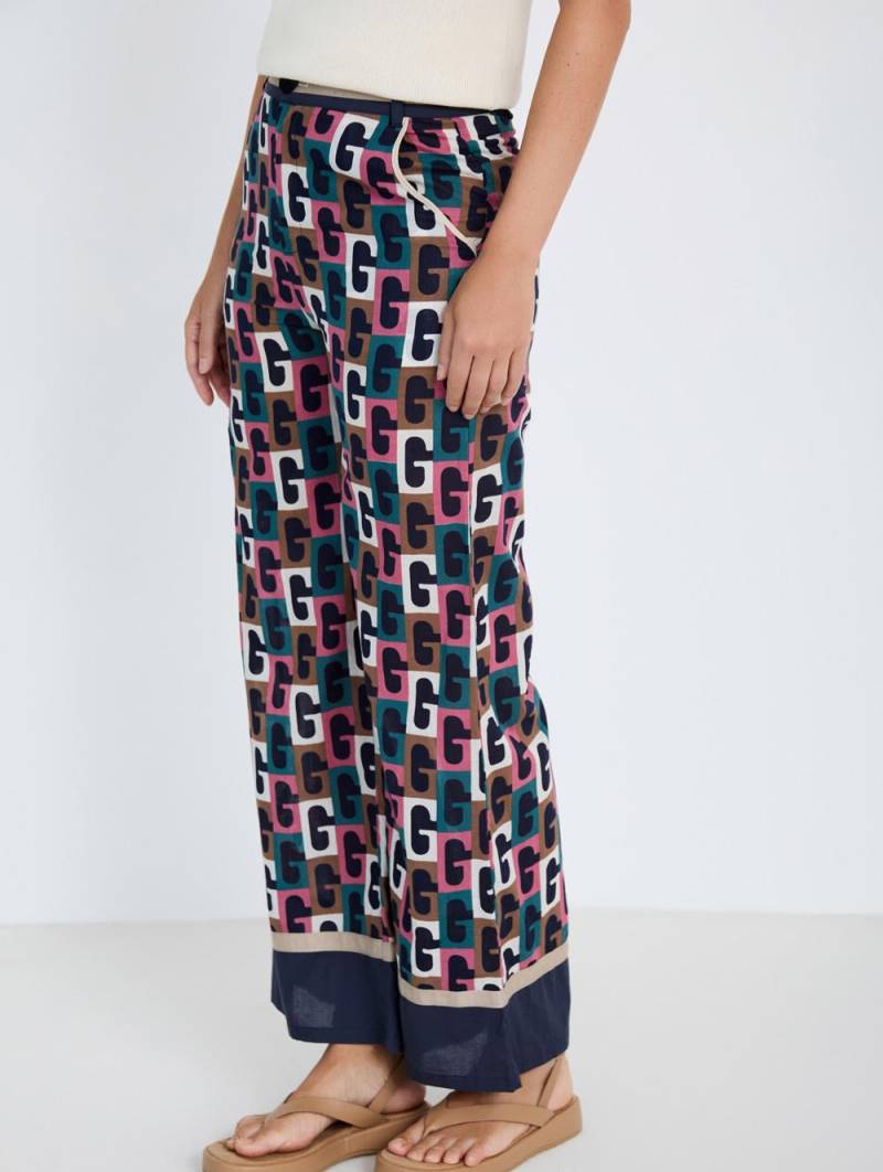 skatie retro print trousers geranium sketchshop