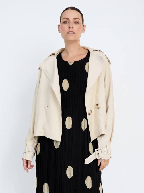 skatie double breasted short trench coat beige sketchshop