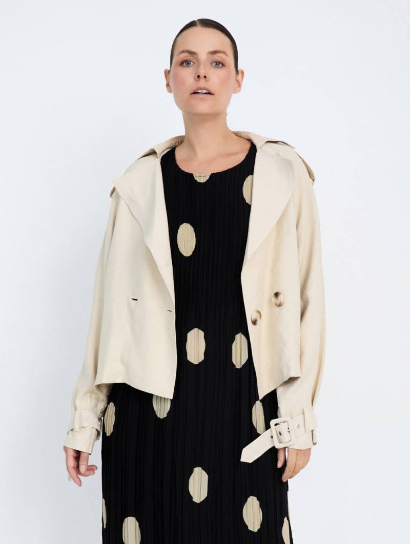 skatie double breasted short trench coat beige sketchshop