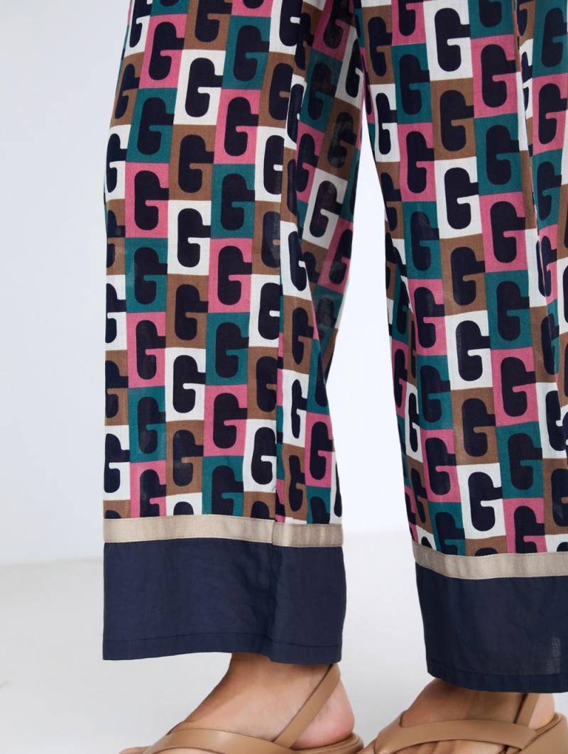 skatie retro print trousers geranium sketchshop