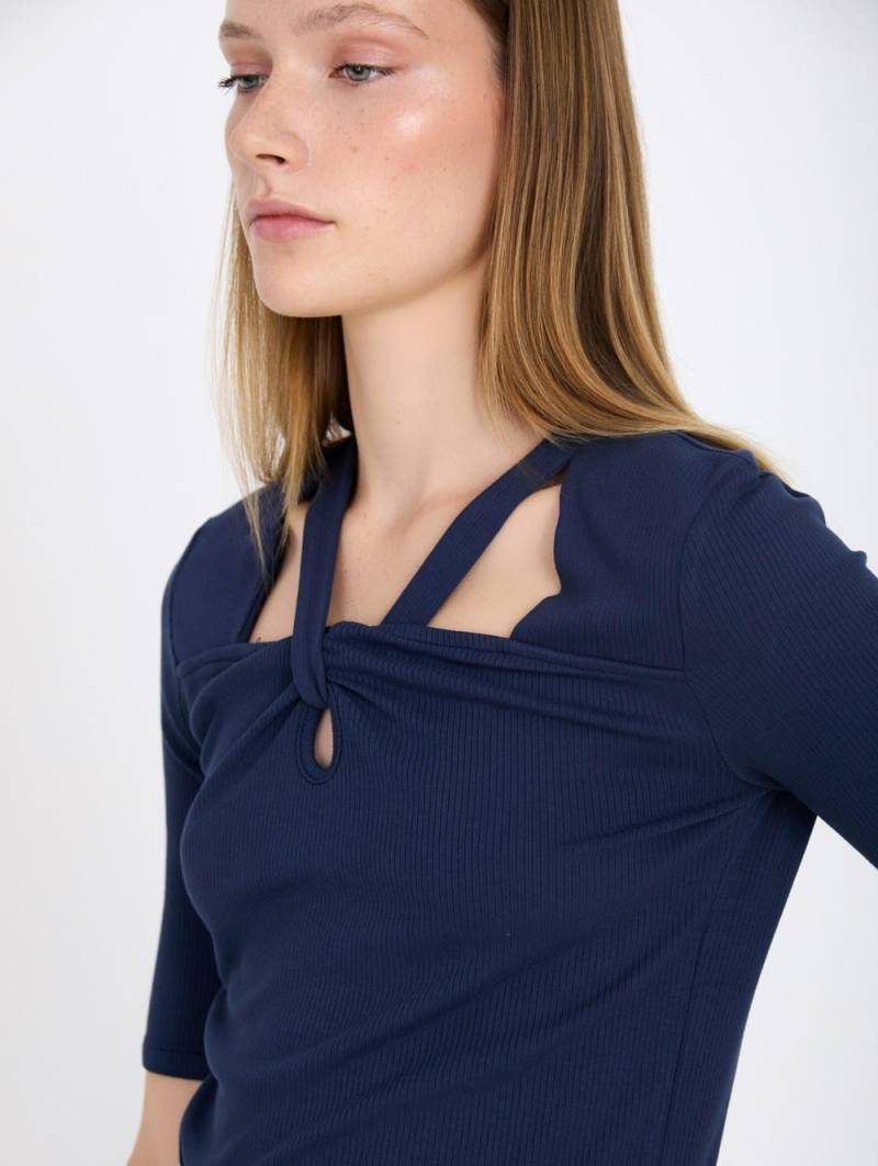 skatie ribbed neckline tshirt blue sketchshop