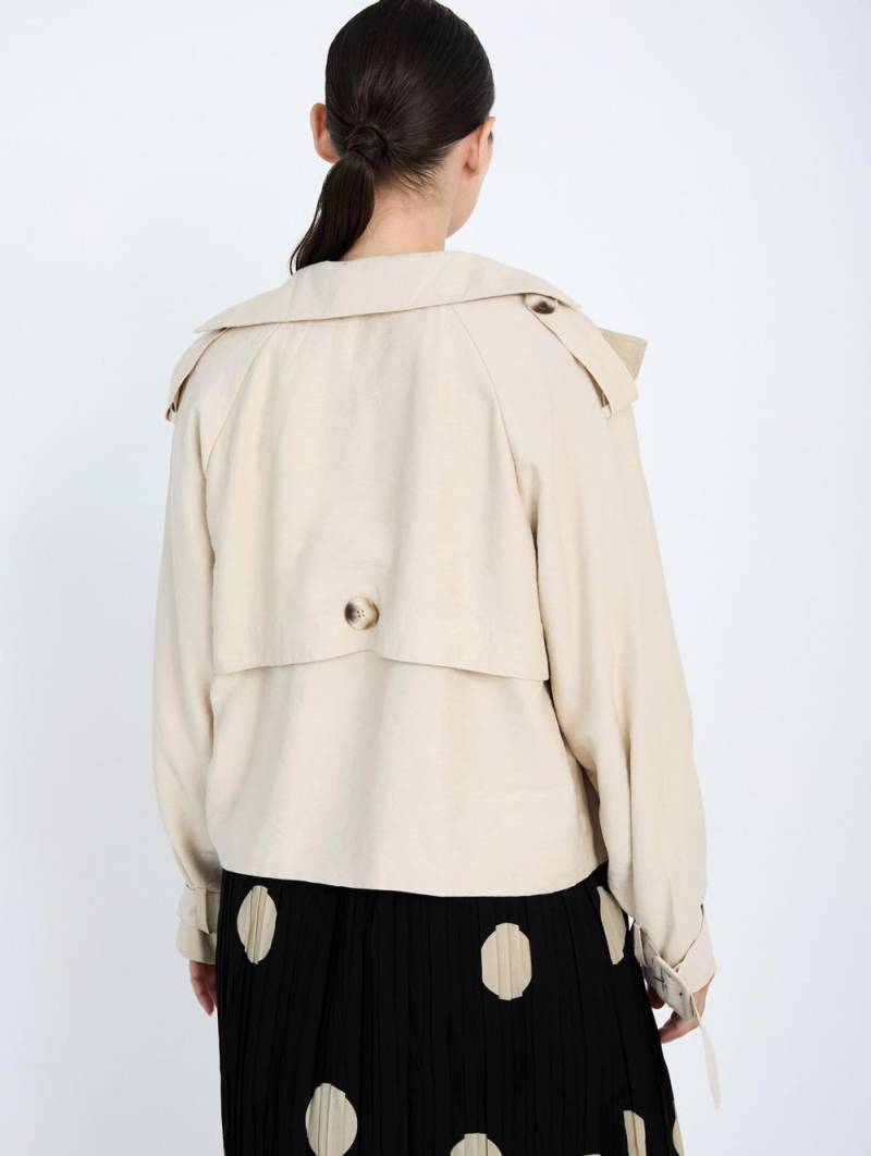 skatie double breasted short trench coat beige sketchshop