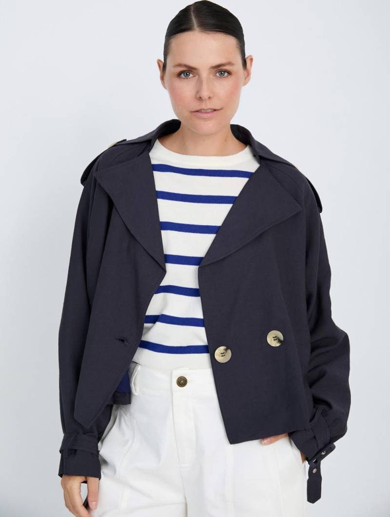 skatie double breasted short trench coat blue sketchshop