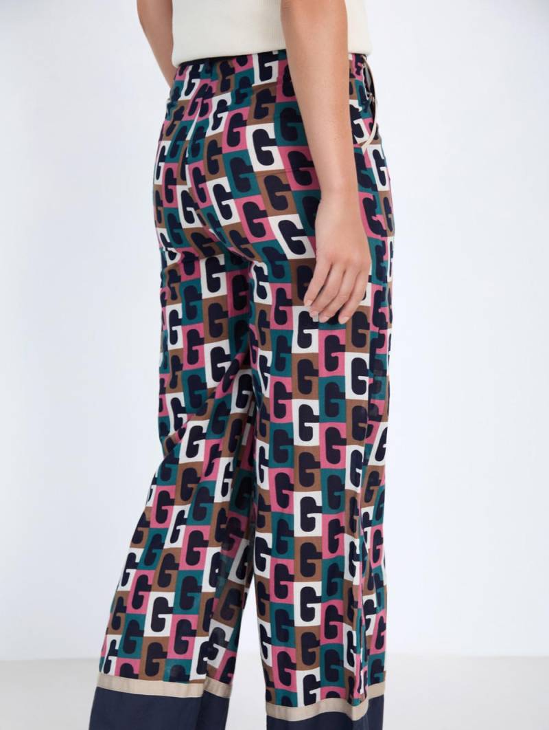 skatie retro print trousers geranium sketchshop