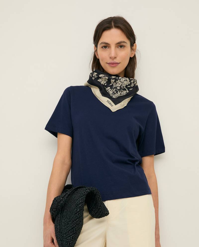 yerse floral print silk scarf black sketchshop