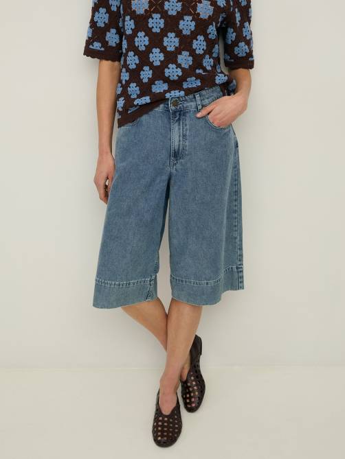 yerse organic cotton denim bermuda shorts blue sketchshop