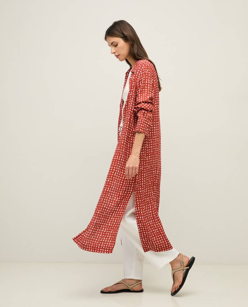 yerse print shirt dress terracotta sketchshop