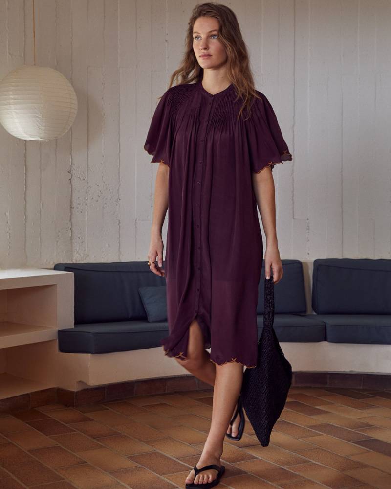 yerse romantic dress embroidery aubergine sketchshop