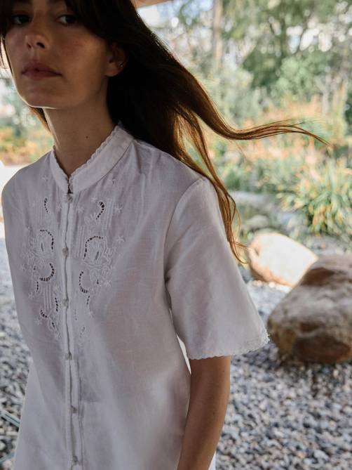 yerse cotton linen shirt embroidery white sketchshop