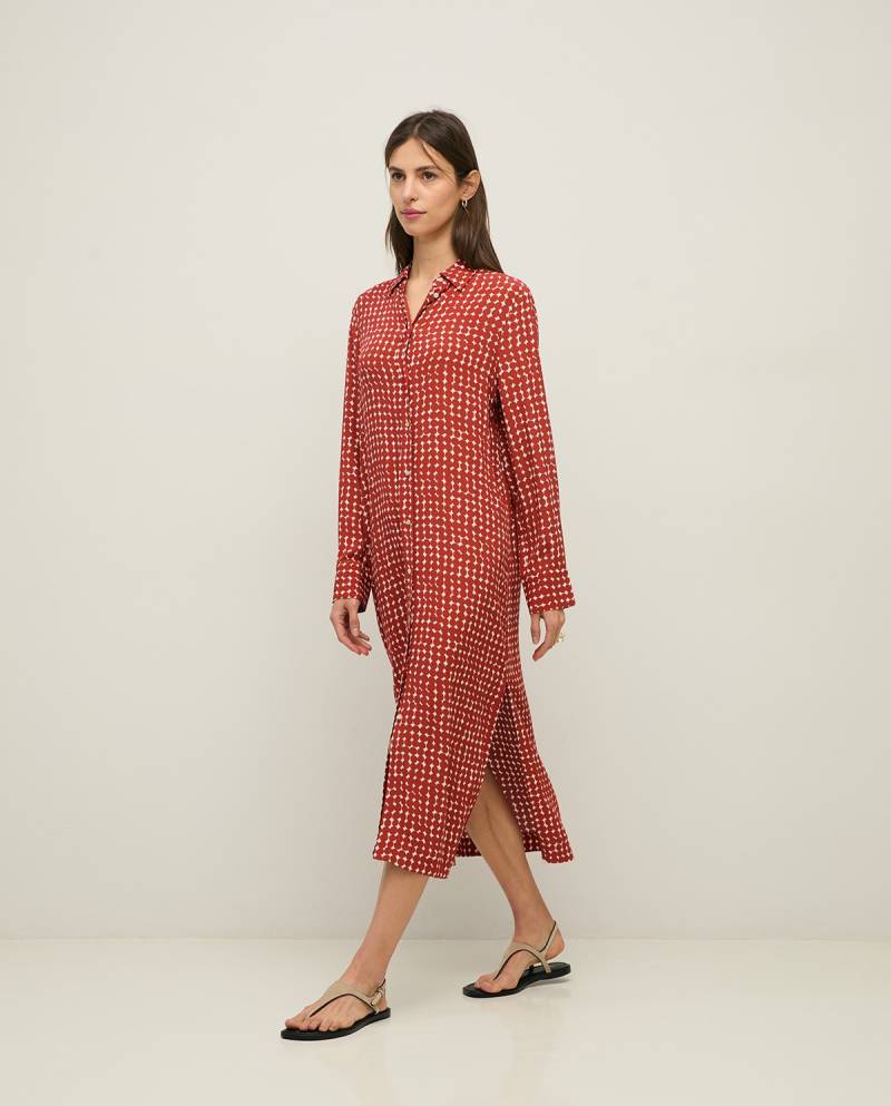 yerse print shirt dress terracotta sketchshop