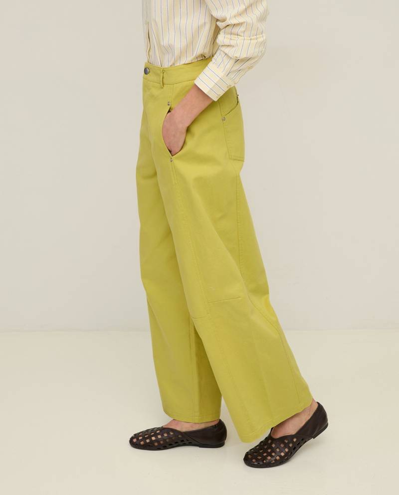 yerse cotton barrel leg trousers yellow sketchshop
