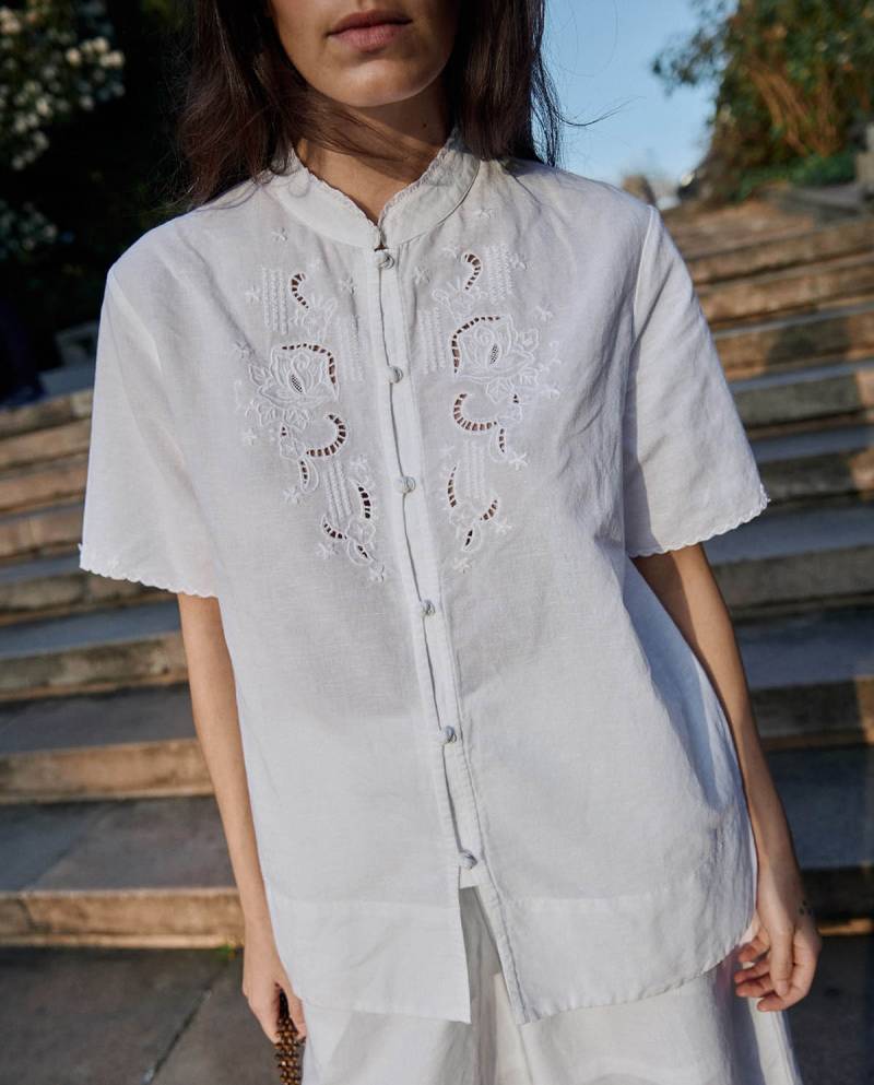 yerse cotton linen shirt embroidery white sketchshop
