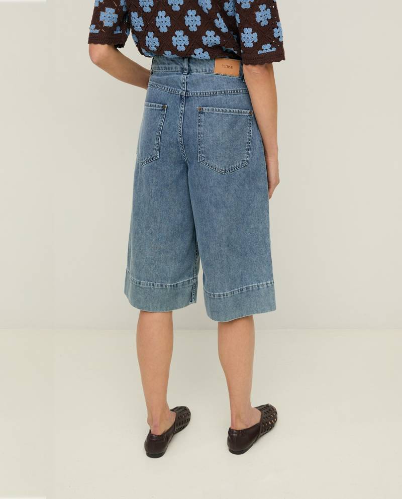 yerse organic cotton denim bermuda shorts blue sketchshop