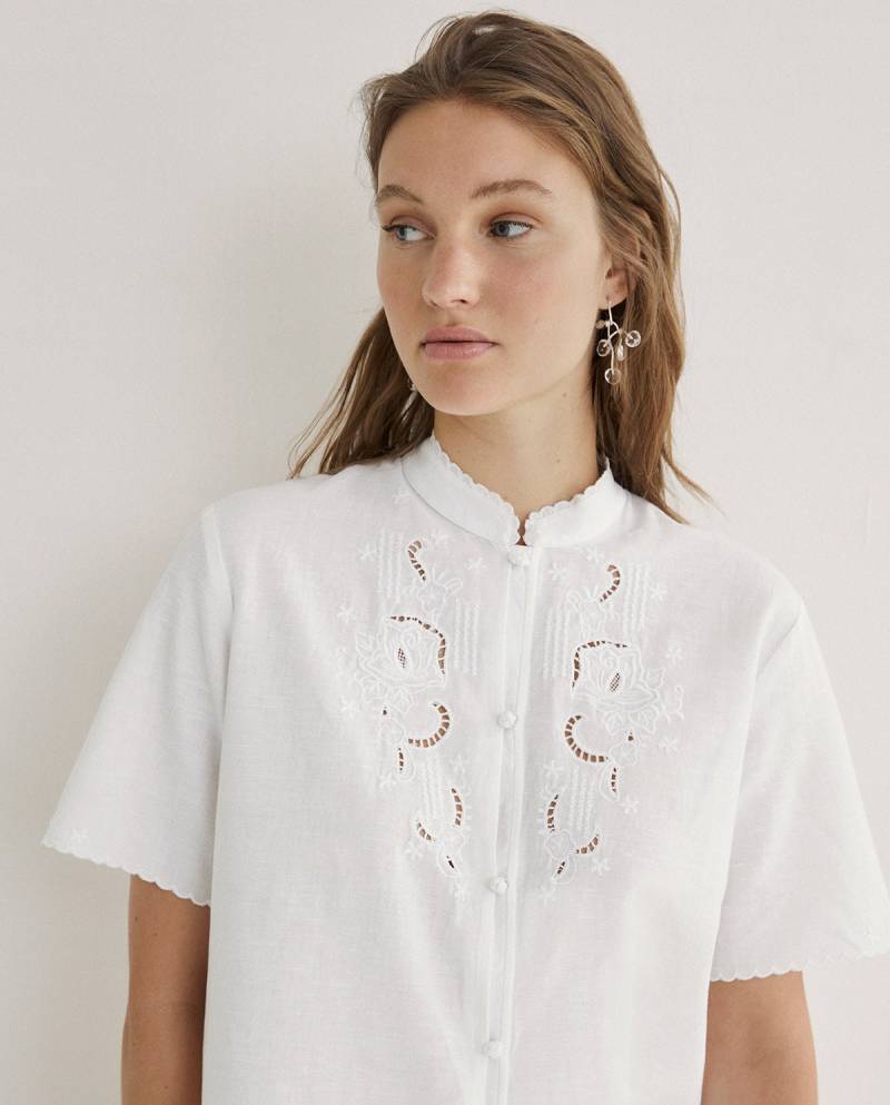 yerse cotton linen shirt embroidery white sketchshop