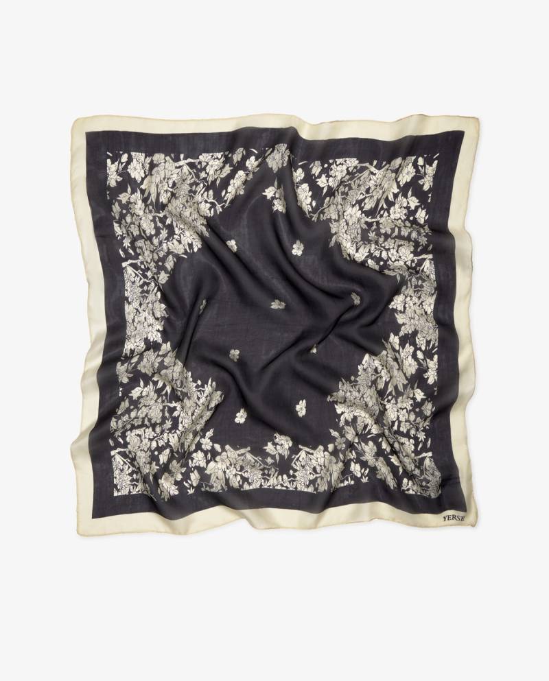 yerse floral print silk scarf black sketchshop