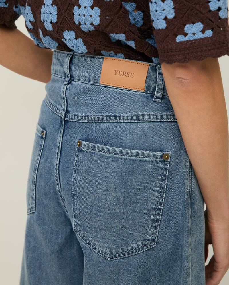 yerse organic cotton denim bermuda shorts blue sketchshop