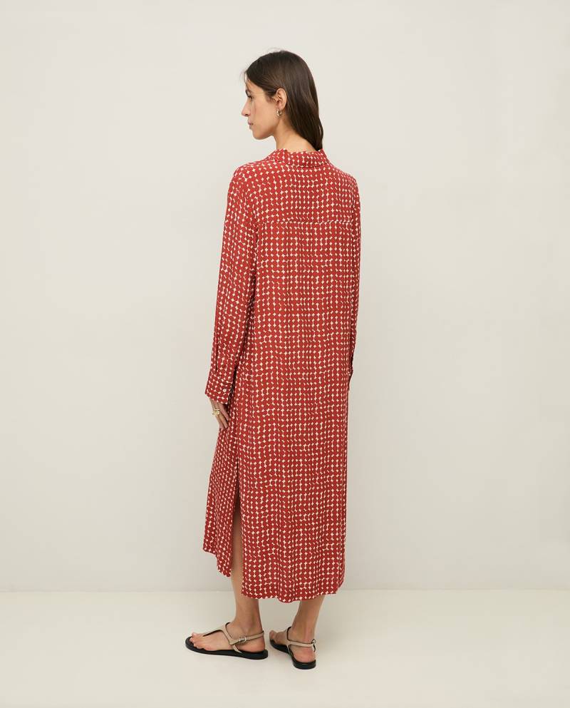 yerse print shirt dress terracotta sketchshop