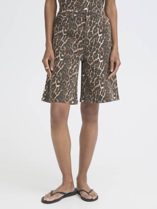 ichi ihbrokes denim shorts leopard sketchshop