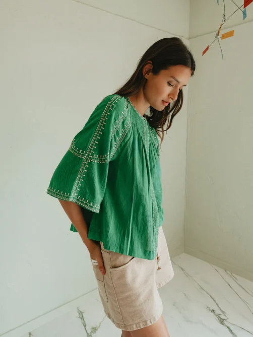 indi and cold bell sleeve shirt green sketchshop
