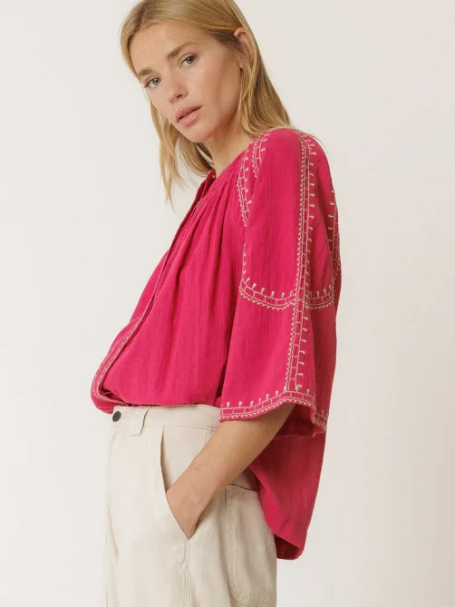 indi and cold bell sleeve shirt fuchsia sketchshop
