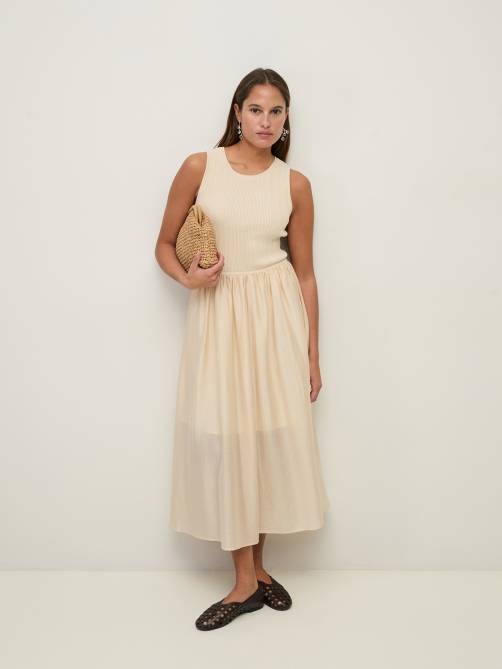 yerse long dress combination fabrics ecru sketchshop