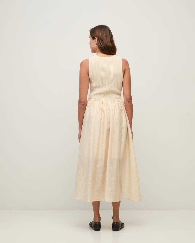 yerse long dress combination fabrics ecru sketchshop
