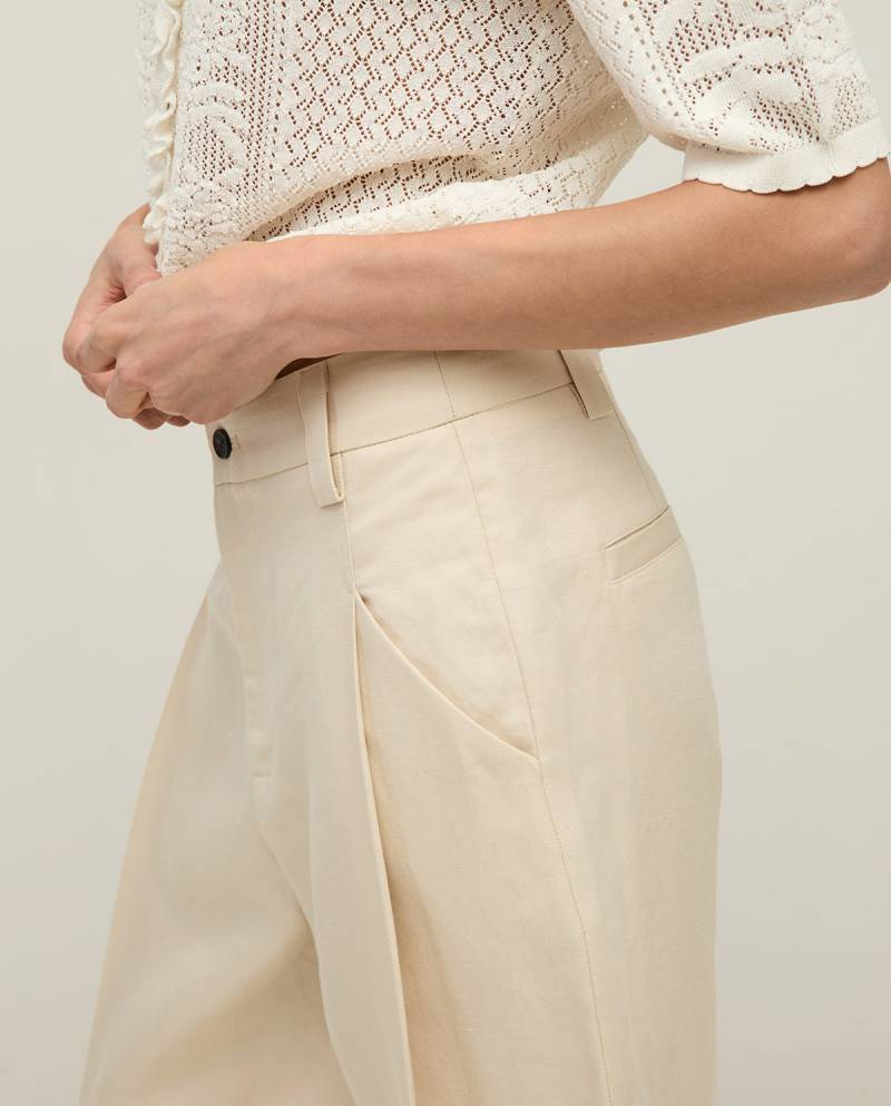 yerse linen blend tailored bermuda ecru sketchshop