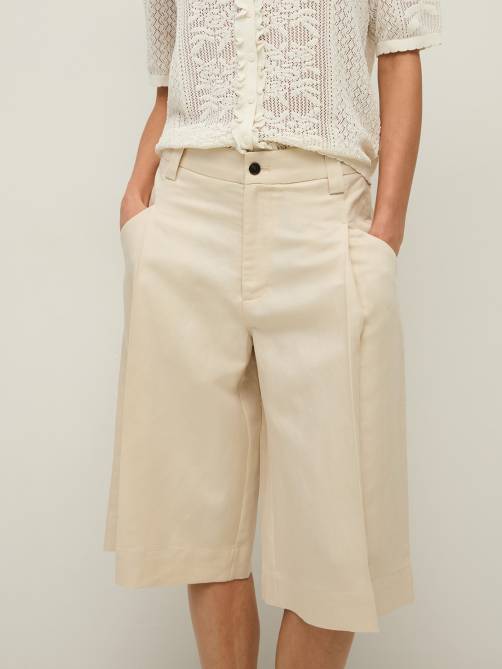 yerse linen blend tailored bermuda ecru sketchshop