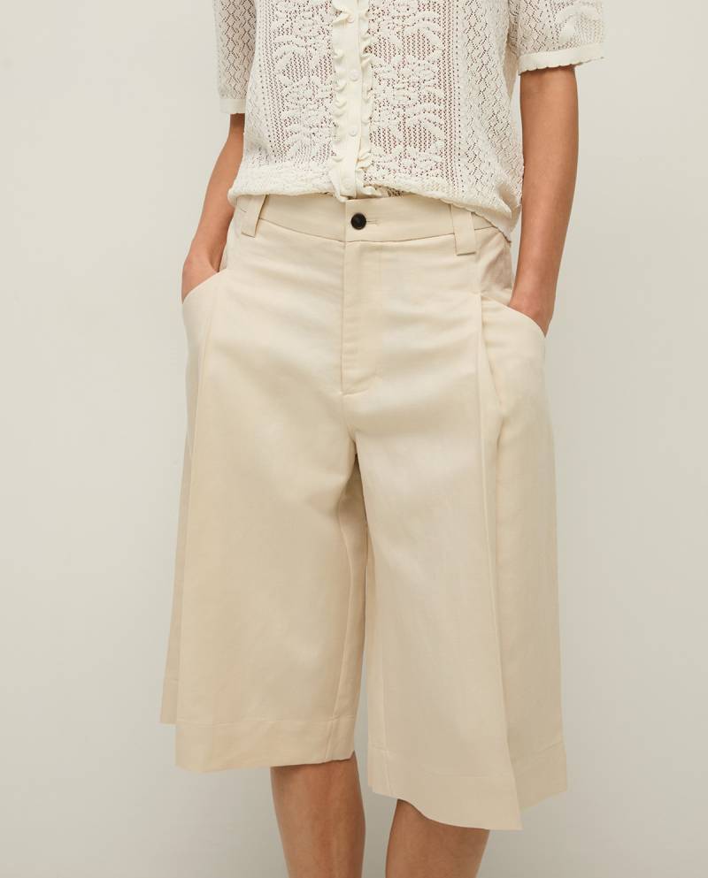 yerse linen blend tailored bermuda ecru sketchshop