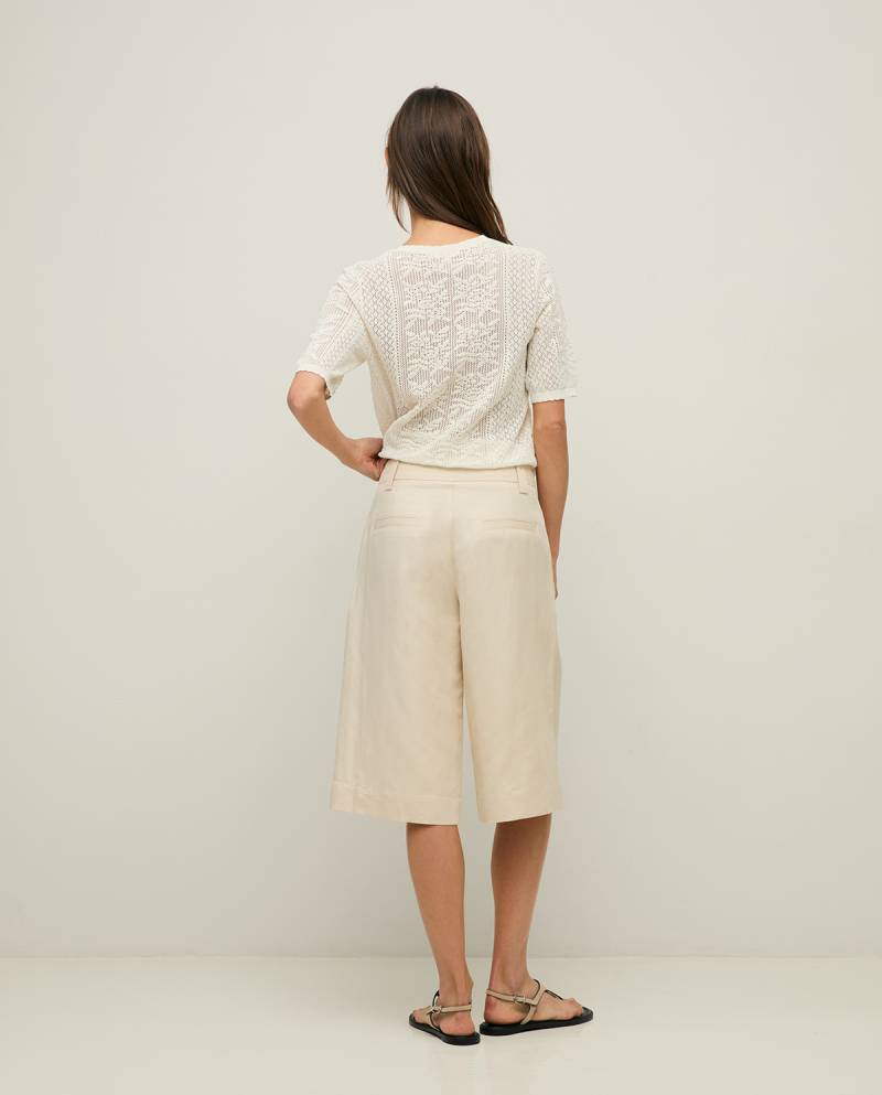 yerse linen blend tailored bermuda ecru sketchshop